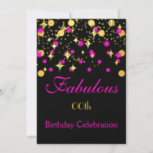 Hot Pink Gold Shimmer Lights Birthday Party Invitation