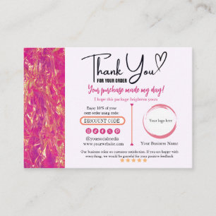 Hot Pink Gold Thank You Business Card
