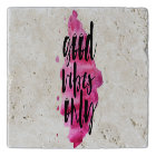 hot pink good vibes only brush script