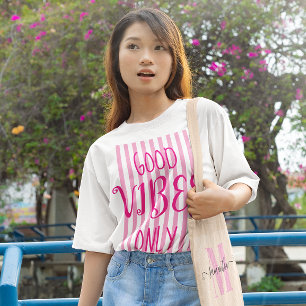 Hot Pink Good Vibes Only Typography Tri-Blend Shirt
