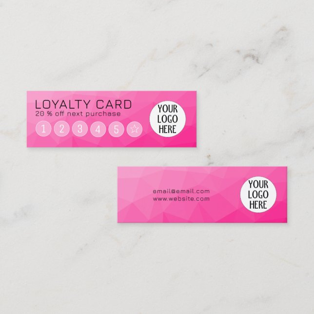 Hot pink Gradient Geometric Mesh Custom Logo Loyalty Card (Front/Back)