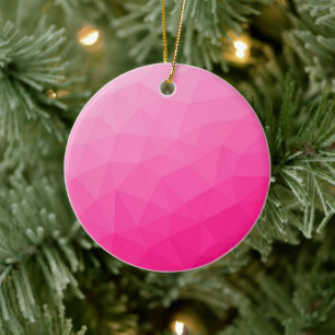 Hot pink Gradient Geometric Mesh Pattern Ceramic Tree Decoration