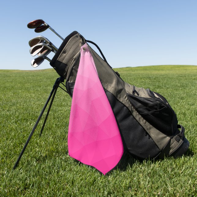 Hot pink gradient geometric mesh pattern golf towel (Green)