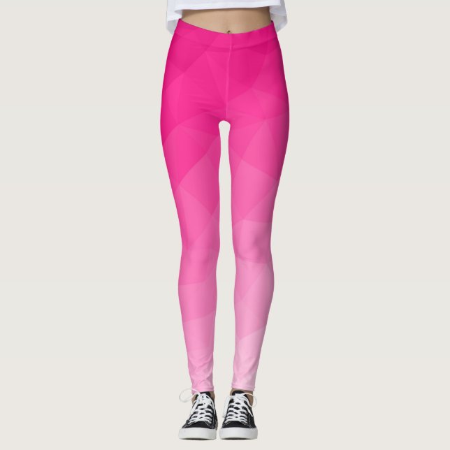 Hot pink Gradient Geometric Mesh Pattern Leggings (Front)