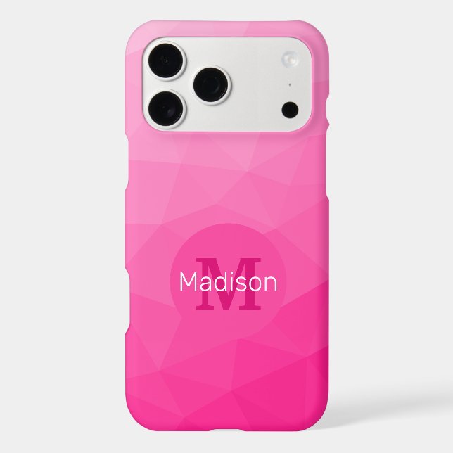 Hot pink Gradient Geometric Mesh Pattern Monogram (Back)