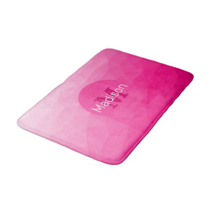 Hot pink Gradient Geometric Mesh Pattern Monogram Bath Mat