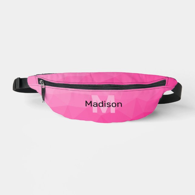 Hot pink gradient geometric mesh pattern Monogram Bum Bags (Front)