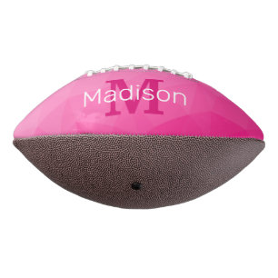 Hot pink Gradient Geometric Mesh Pattern Monogram Football