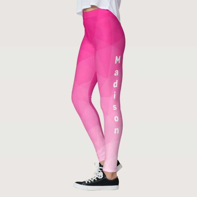 Hot pink Gradient Geometric Mesh Pattern Monogram Leggings (Left)