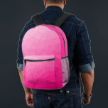 Hot pink gradient geometric mesh pattern printed backpack<br><div class="desc">Hot pink gradient geometric mesh pattern Printed Backpack. Cool fashion accessory bag for everyone. Bright pink Triangle geometric mesh with light to dark ombre gradient design.</div>