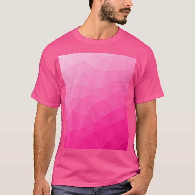 Hot pink gradient geometric mesh pattern T-Shirt (Front)