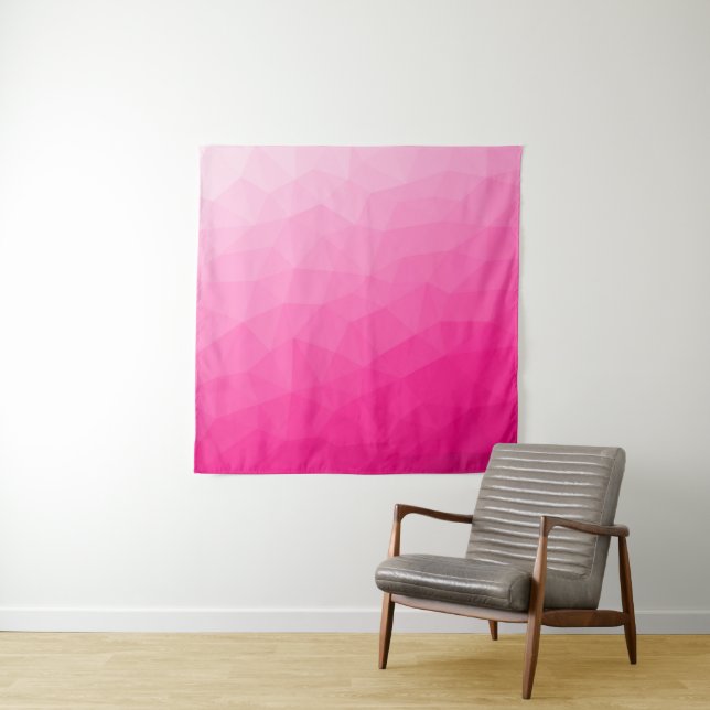 Hot pink gradient geometric mesh pattern tapestry (In Situ)