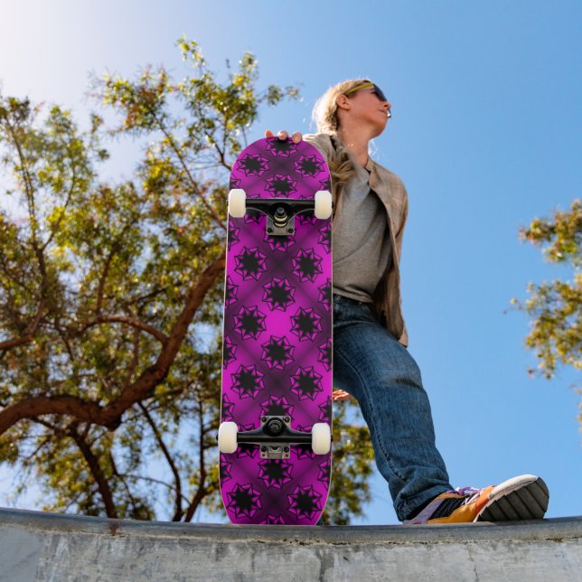 Hot Pink Gradient Star Bow Skateboard (Outdoor 1)