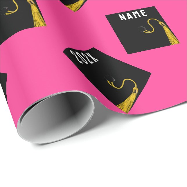 Hot Pink Graduation 2024 Gift Wrapping Paper (Roll Corner)