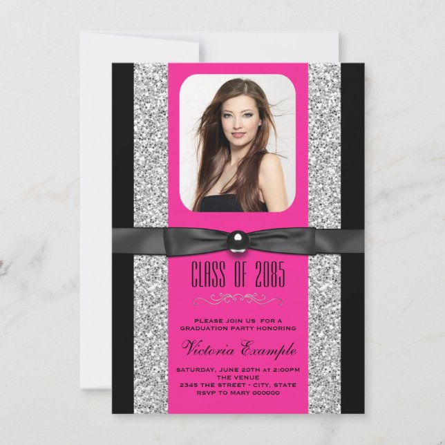 Hot Pink Graduation Announcements (Front)