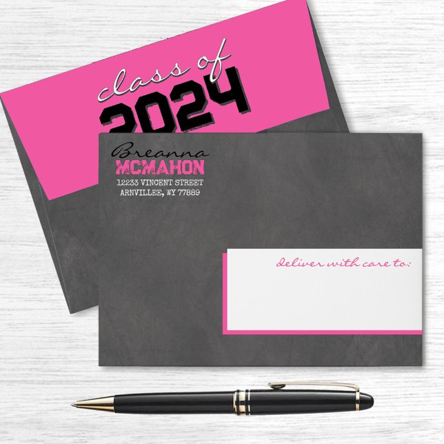 Hot Pink Graduation Chalkboard Envelopes (Creator Uploaded)