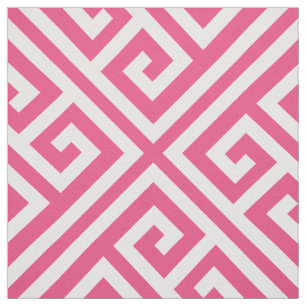 Hot Pink Greek Key Large Scale Fabric
