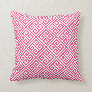 Hot Pink Greek Key Pattern Cushion
