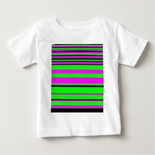 Hot Pink Green Black Colourful Stripe Pattern Baby T-Shirt