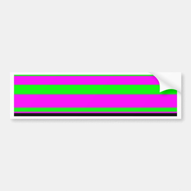 Hot Pink Green Black Colourful Stripe Pattern Bumper Sticker (Front)