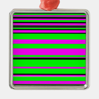 Hot Pink Green Black Colourful Stripe Pattern Metal Tree Decoration