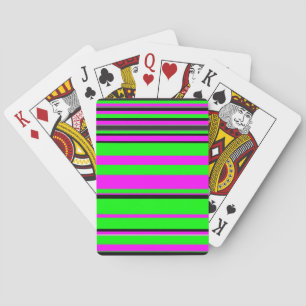 Hot Pink Green Black Colourful Stripe Pattern Playing Cards