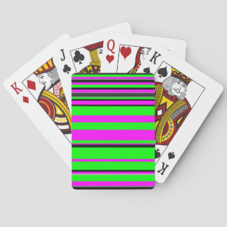 Hot Pink Green Black Colourful Stripe Pattern Playing Cards
