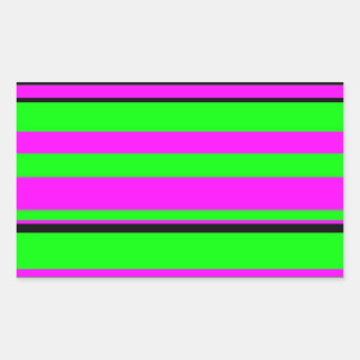 Hot Pink Green Black Colourful Stripe Pattern Rectangular Sticker