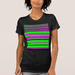 Hot Pink Green Black Colourful Stripe Pattern T-Shirt
