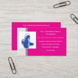 Hot Pink Grey Blue Medical Clogs Uniform Business Card