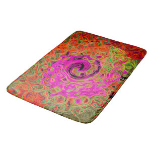 Hot Pink Groovy Abstract Retro Liquid Swirl Bath Mat