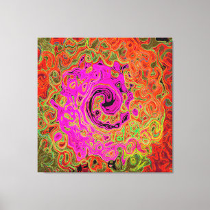 Hot Pink Groovy Abstract Retro Liquid Swirl Canvas Print