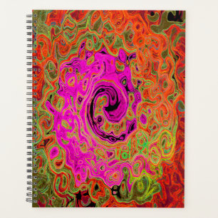 Hot Pink Groovy Abstract Retro Liquid Swirl Planner