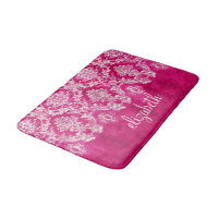 Hot Pink Grunge Damask Pattern Custom Monogram