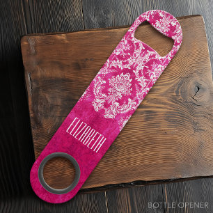Hot Pink Grunge Damask Pattern Custom Text