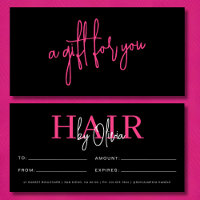 Hot Pink Hair Salon Monogram Gift Certificates