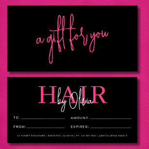 Hot Pink Hair Salon Monogram Gift Certificates