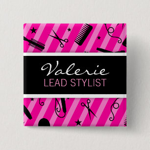 Hot Pink Hair Salon Name Badge