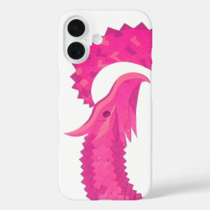 Hot pink heart dragon on white iPhone 16 case