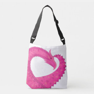 Hot pink heart dragon on white crossbody bag