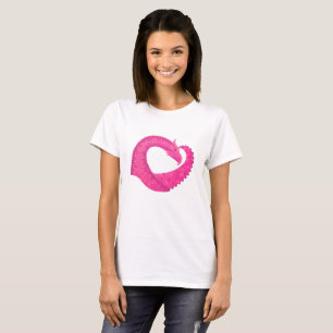 Hot pink heart dragon on white T-Shirt