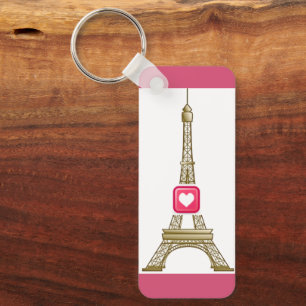 Hot Pink Heart Eiffel Tower Keychain