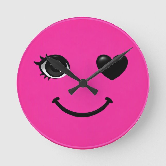 Hot Pink Heart‑Eye Clock Face (Front)