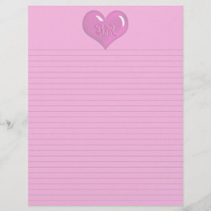 Hot Pink Heart Monogram Optional Lines