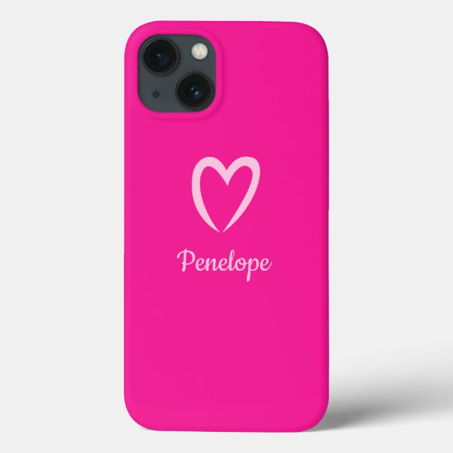 Hot Pink Heart Name Minimalist Case-Mate iPhone Case (Back)
