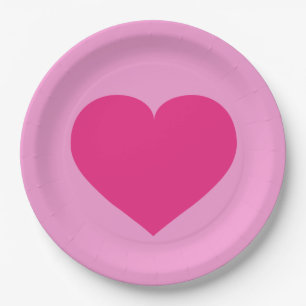 Hot pink heart paper plate