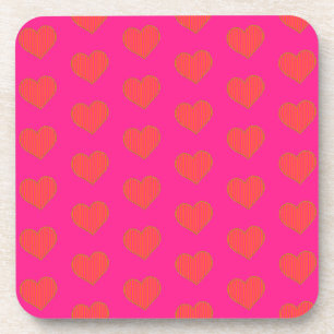 Hot Pink Heart Pattern Coaster