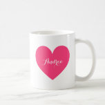 Hot Pink Heart Personalised Script Mug<br><div class="desc">Modern and cute round mug featuring a hot pink heart modern calligraphy script. This mug will be perfect as a gift. Similar items and other colours are available.</div>