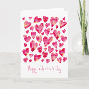 Hot Pink Heart Valentine's Day Holiday Card