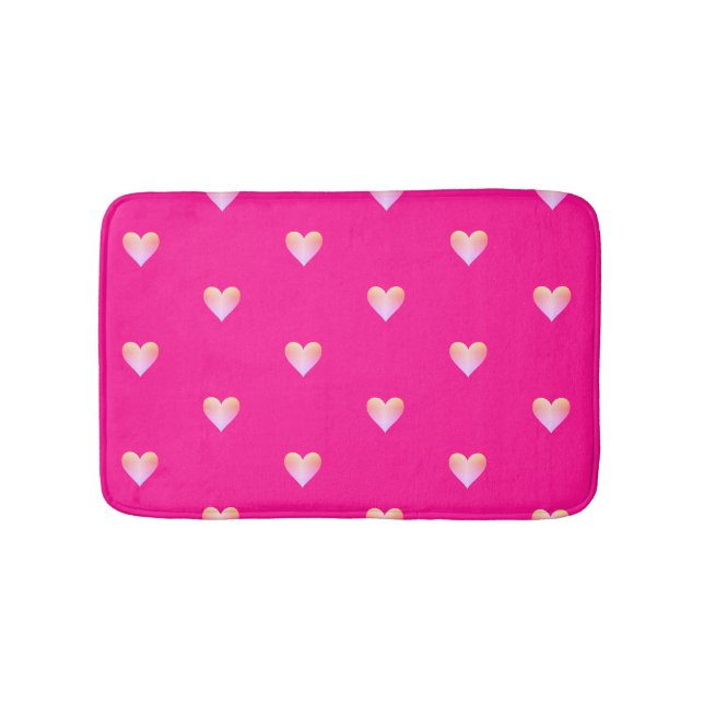 Hot Pink Hearts Pattern Bath Mat (Front)